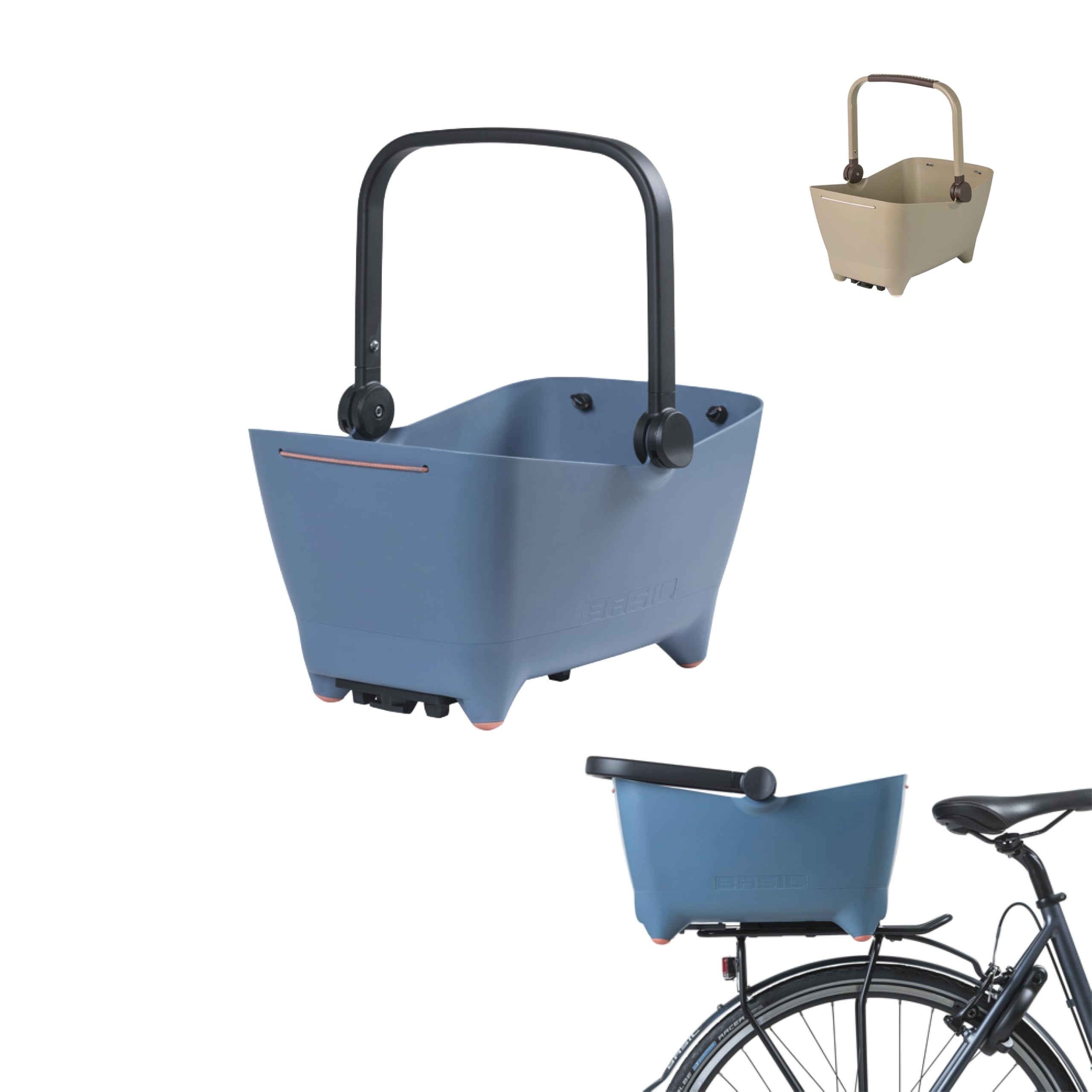 Basil Buddy MIK Panier de vélo pour Chien - 32 l, Bleu, Robuste, avec système MIK verrouillable et Plaque de Transport MIK, Parfait pour Le Transport sûr des Chiens