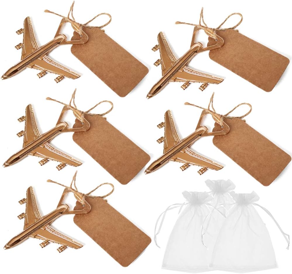 Amajoy Pack of 25 Airplane Bottle Opener with White Sheer