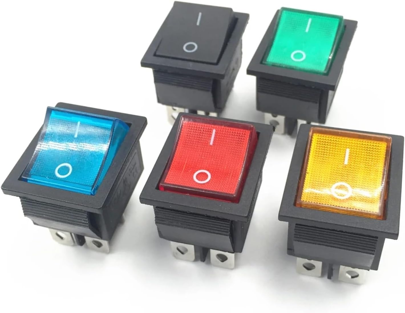 Power switch, Rocker Switch, Latching KCD4 DPST 16A 250VAC 20A 125VAC With Light I/O Multicolor 4-6 Pins(Blue,4Pins)