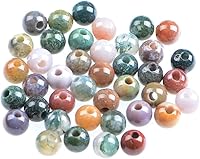 Vista 21 de AD Beads Cuentas de gema natural de 8 mm redondas sueltas con gran agujero de 2,5 mm, 40 piezas (turquesa africana)