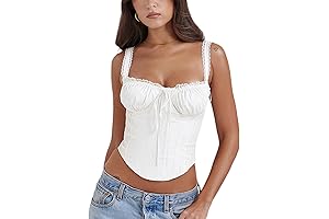 Women's Lace Up Cami Corset Top With Sleeve