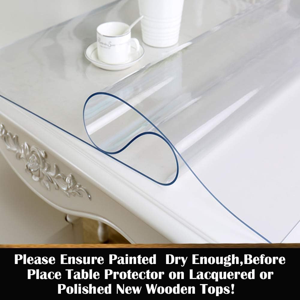 Sous-main givré 50/80/100/120 cm - Protection de table en PVC imperméable pour cuisine/bureau/commode, bord rond transparent (2 mm d'épaisseur, 40 x 120 cm)