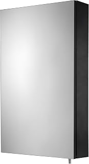 Dawley Black Bathroom Wall Cabinet - Stylish Matt Black Finish Wall Mounted Medicine Cabinet, Two Adjustable Shelves, Easy Hang 'n' Lock Installation (67 x 40cm)
