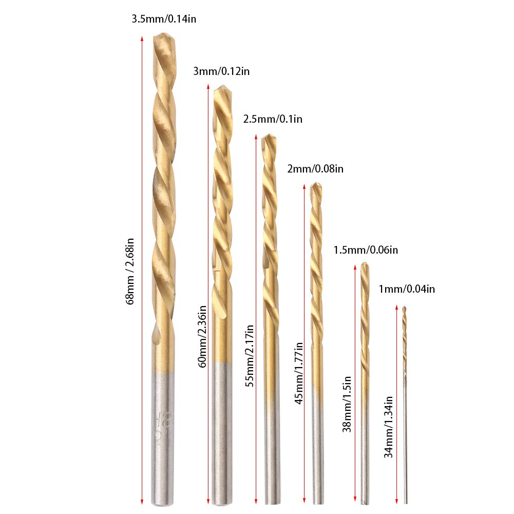 Mini 60Pcs High Speed Steel Plating Drill Bits Tool Great for Most Drilling Jobs and Materials
