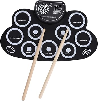 9 Portable 9 Pads with Speaker Built for Children and Adults, Ideal and Beginners, Roll -Up Drumpad for Outdoor Versions