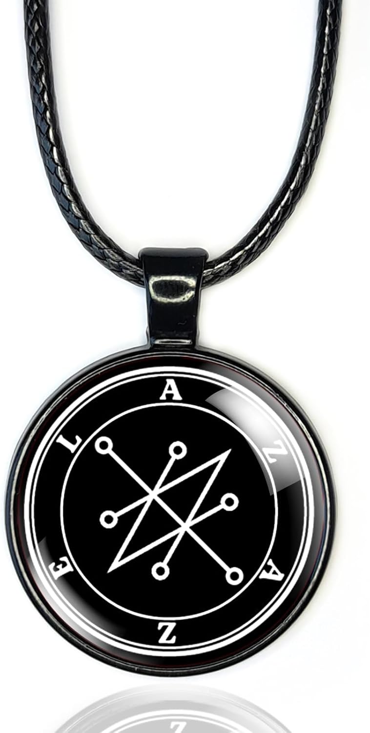 Azazel Sigil, Seal of Azazel Necklace for Men or Women, Satan Necklace The Lesser Key of Solomon, Black Magic Pendant, Goetia Necklace Occult Jewelry, Occult Gifts Pagan Pendant With Glass Dome