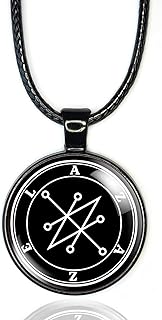 Azazel Sigil, Seal of Azazel Necklace for Men or Women, Satan Necklace The Lesser Key of Solomon, Black Magic Pendant, Goetia Necklace Occult Jewelry, Occult Gifts Pagan Pendant With Glass Dome