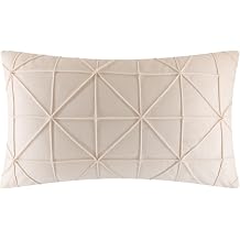 JWH Velvet Throw Pillow Cover Decorative Lumbar Pillowcase Stripes Cushion for Bed Couch Bedroom Chair Sofa 14x24 Inch Creamy White
