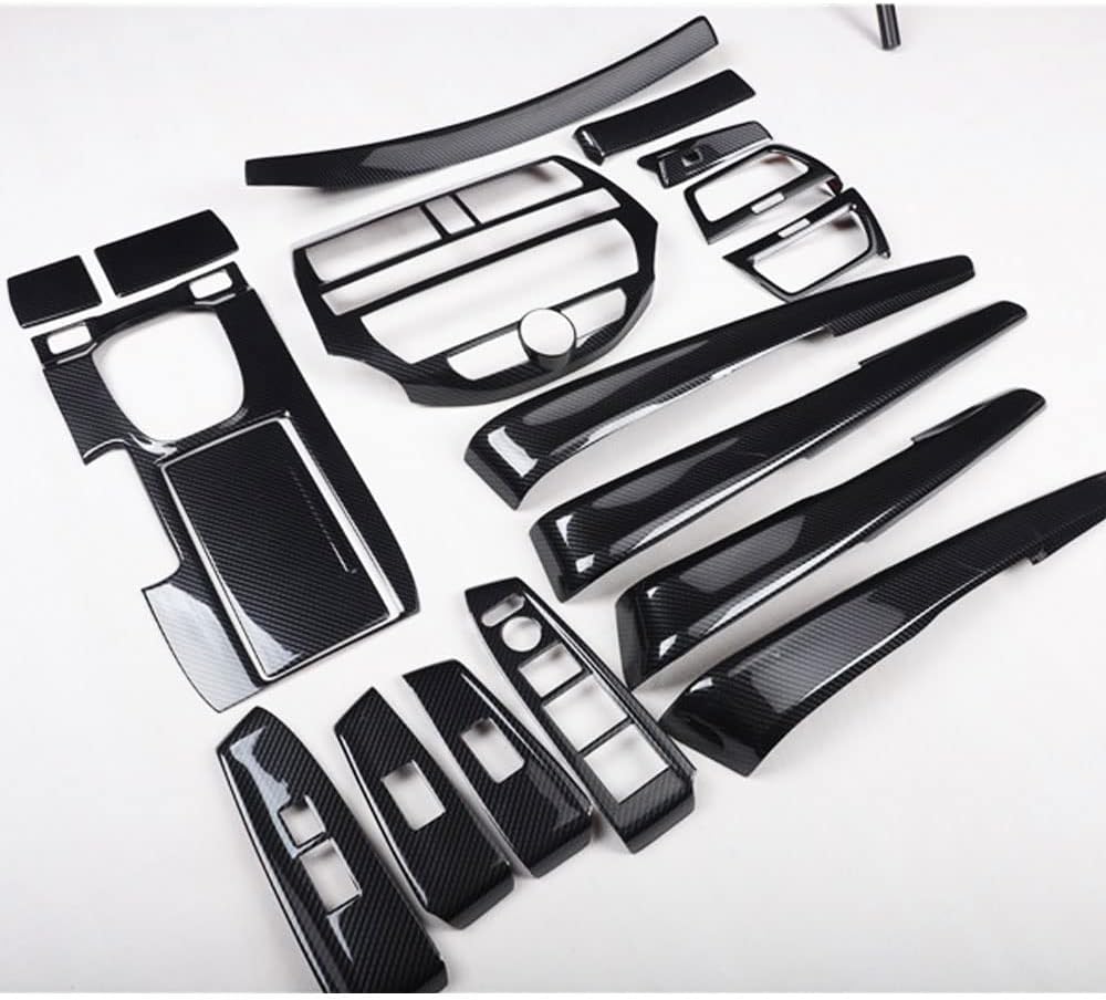 for Honda Accord 2008-2013 Carbon Fiber ABS Accessories Center Console Cover Door Window Lift Switch Armrest Panel Gear Shift Box Air Vent Outlet Trims (18pcs Inner Set)