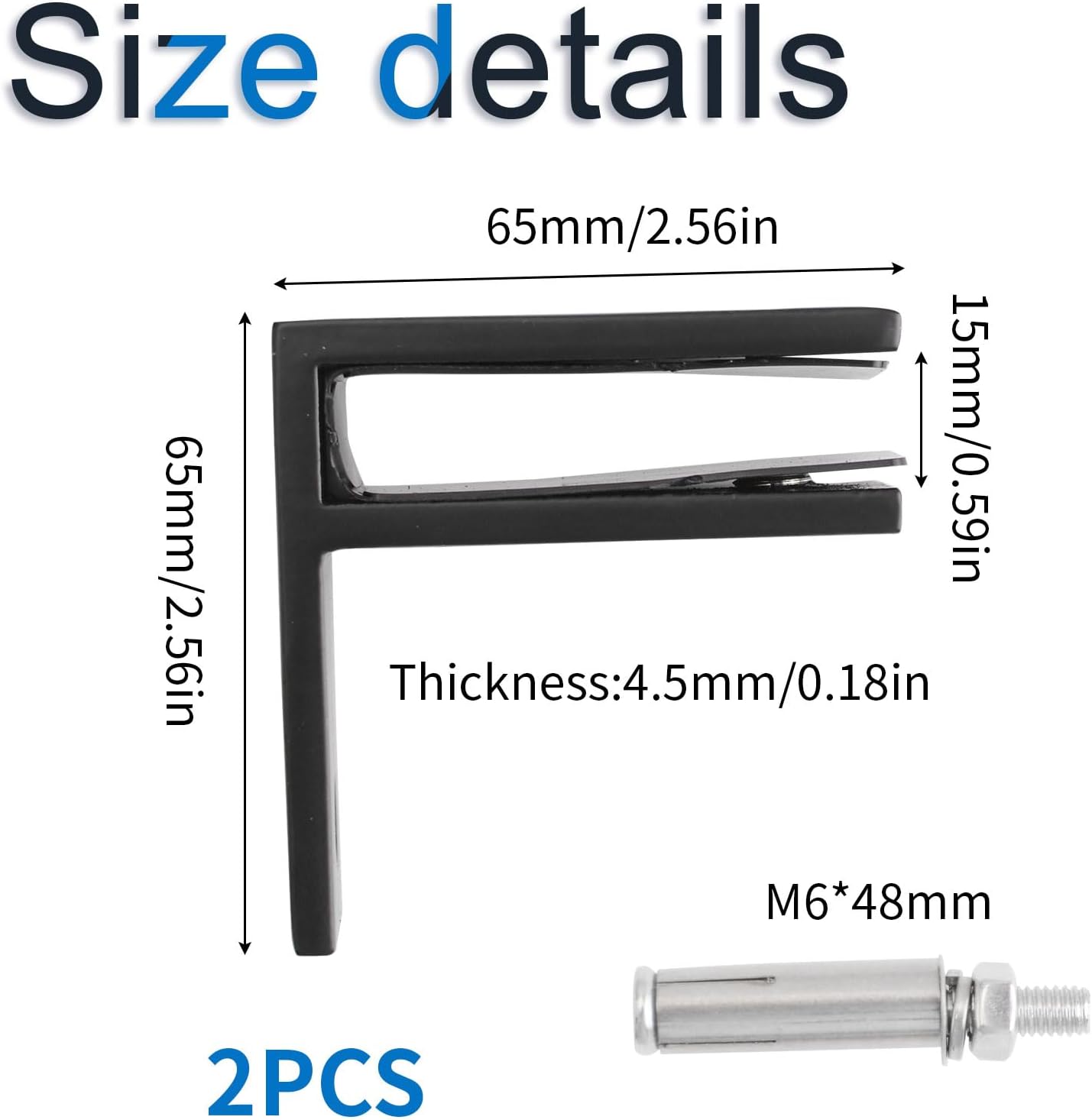 INCREWAY Railing Wall to Glass Clamp, 2PCS 90 Degrees Glass Clips Aluminum Alloy Glass Shelf Support Bracket, Glass Holder Connector for 10-12mm Thick Glass, Black