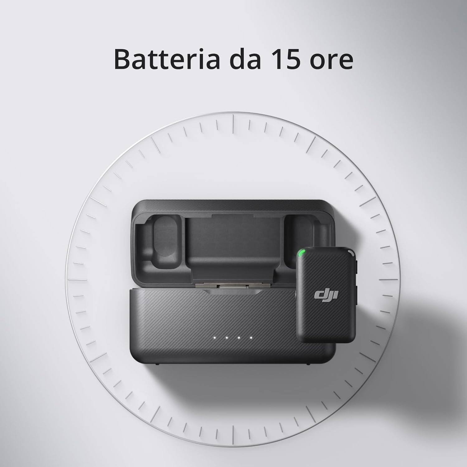 DJI Mic (2 TX + 1 RX + custodia di ricarica), microfono wireless, distanza fino a 250 m, batteria da 15 ore, eliminazione del rumore Microfono wireless per PC, iPhone, interviste, YouTube, vlog