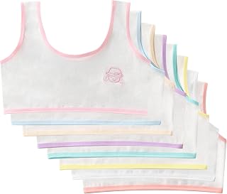 8 Pack Girls Cotton Training Bras Lightly No Pads Solid Seamless Crop Cami Bralette