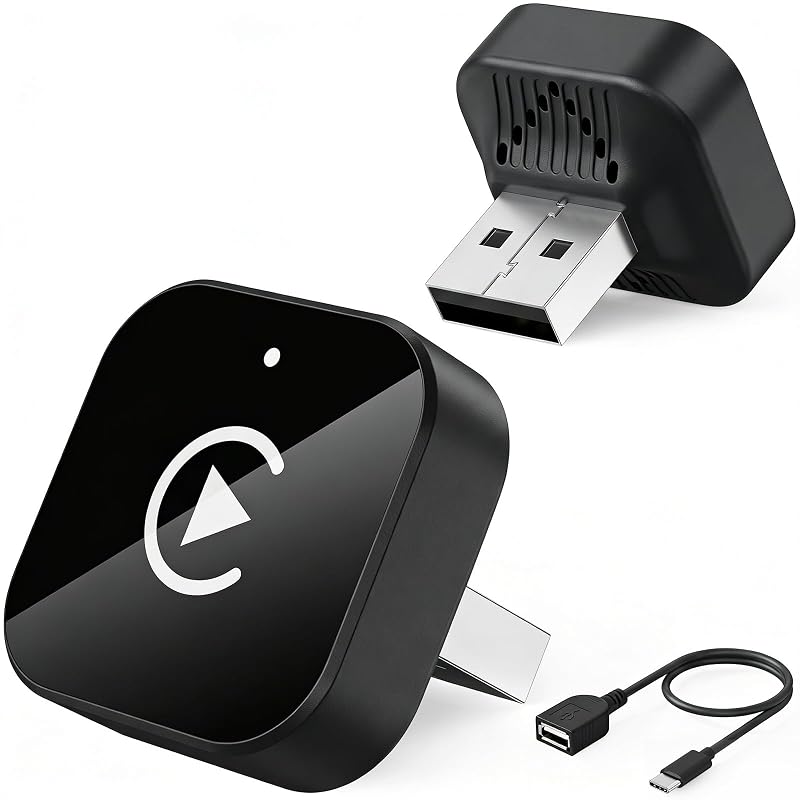 Adaptador sem fio 2 em 1 para CarPlay e Android Auto Butook, USB-C, Bluetooth 5.3, preto escuro