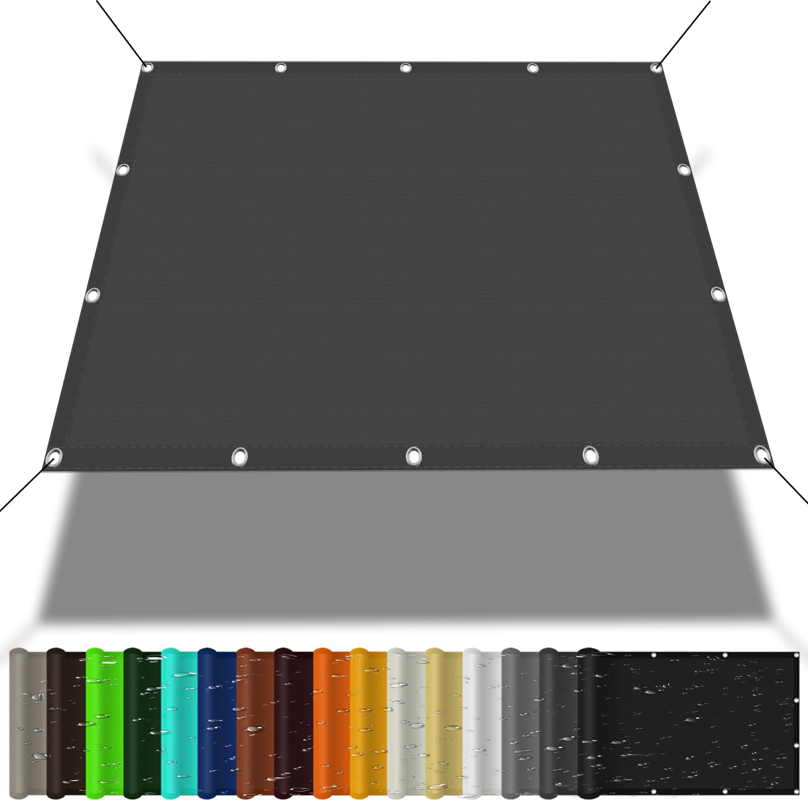 280 x 350 cm, protezione UV 98% scudo termico senza trapano, baldacchino per patio, terrazza a bordo piscina, include corde di fissaggio, elegante grigio