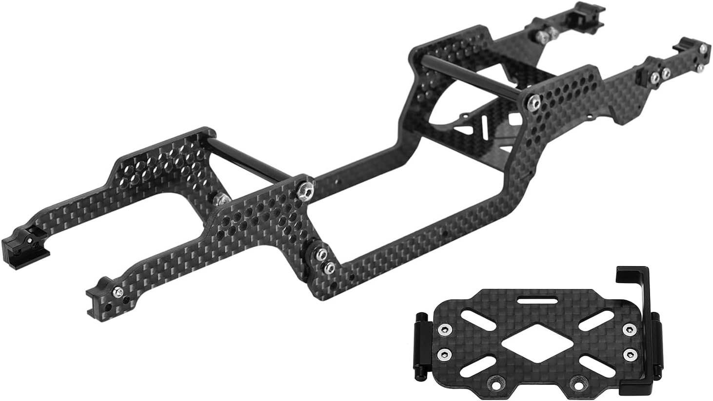 INJORA 39g LCG Carbon Fiber Chassis Frame Kit with 6g Battery Tray for 1/18 TRX4M Defender Bronco K10 F150 RC Crawler Upgrade