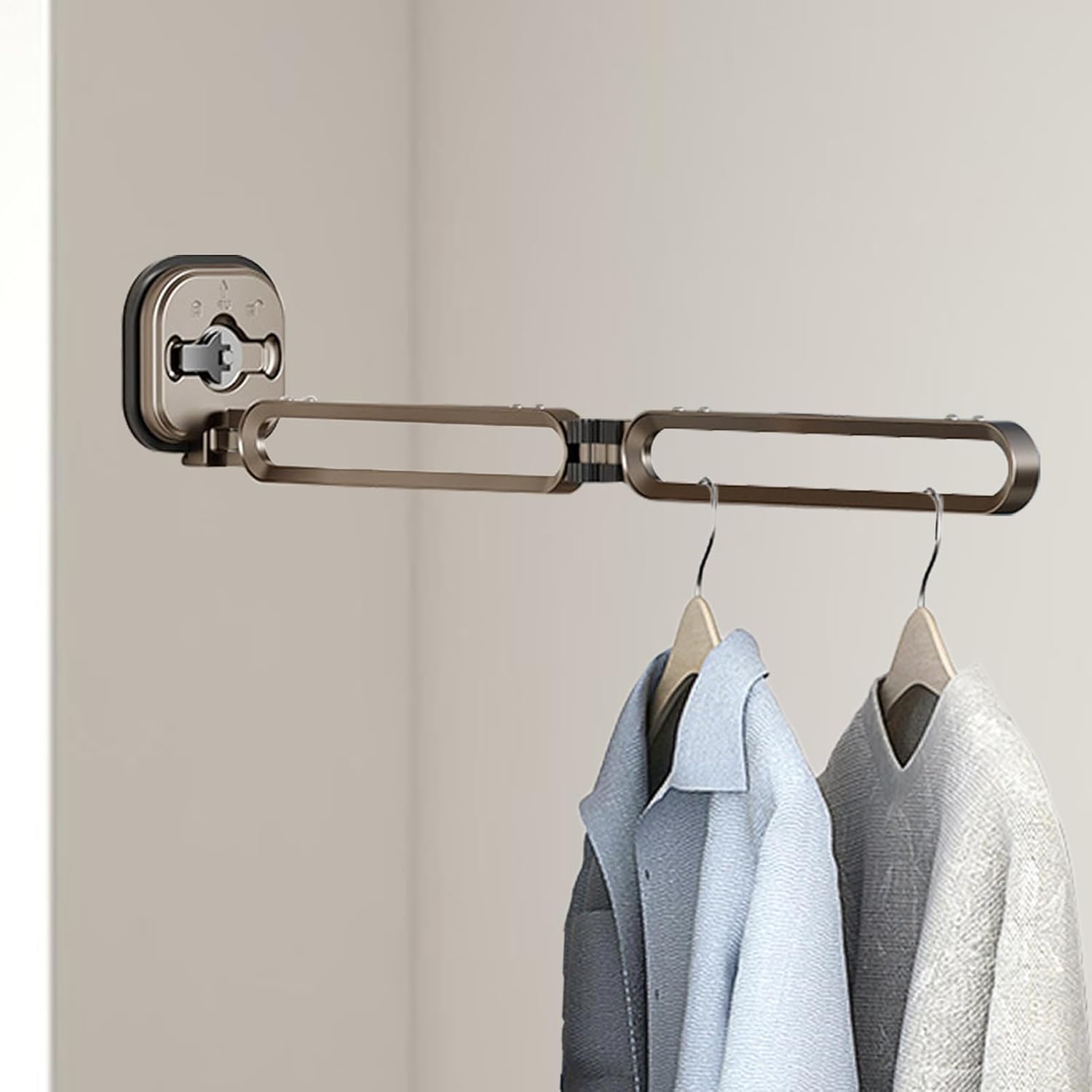 Suction Cup Clothes Hanger - Telescopic Clothes Drying Rod 360-Degree Rotation | Wall Mounted Drying Rack, Suction Cup Clothing Hanger for Closets, Laundry
