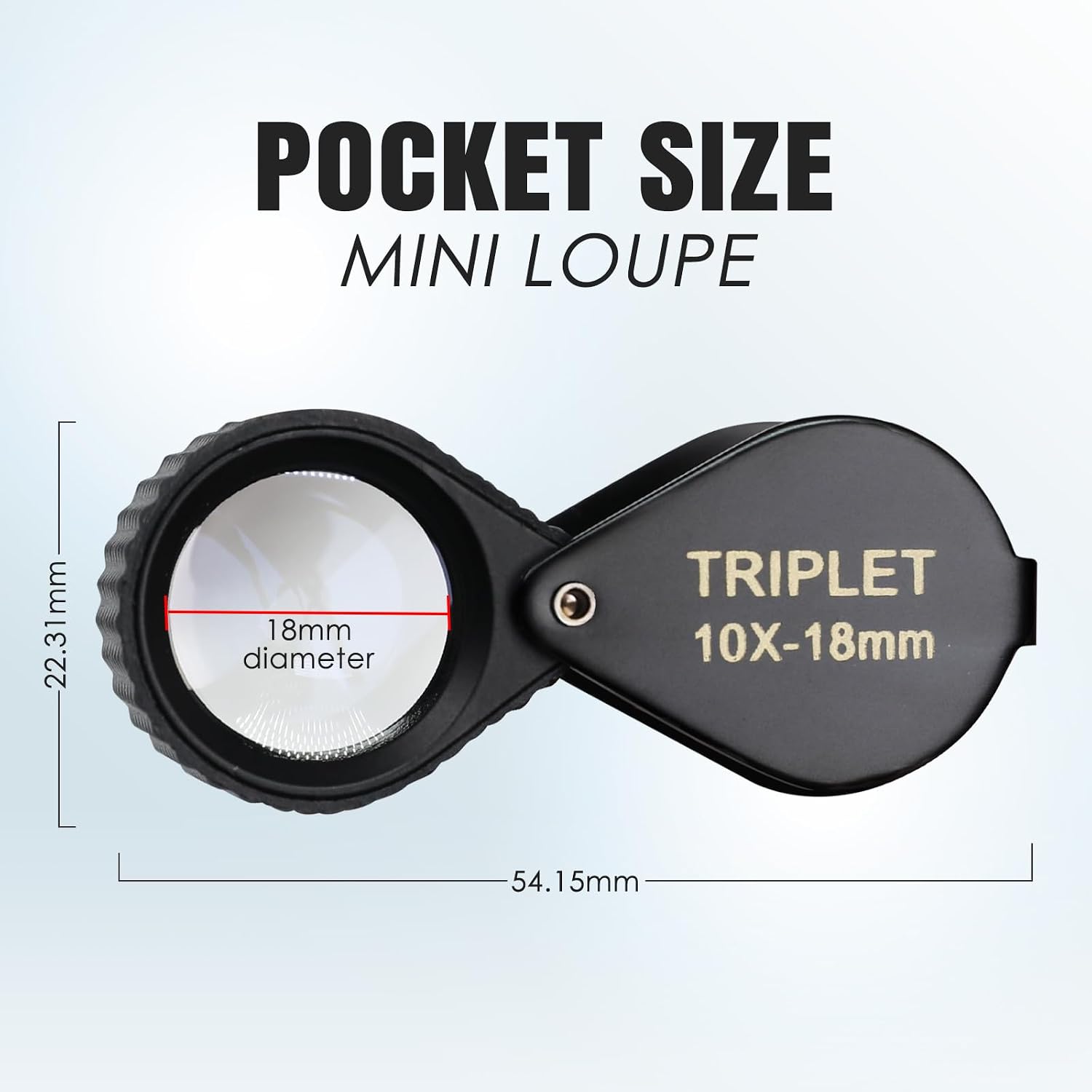 10X Pocket Jewelry Loupe,Foldable Magnifier,Loop Magnifier Jewelers Magnifying Glass Mini Loupe for Jewelry, Coins and Stamps