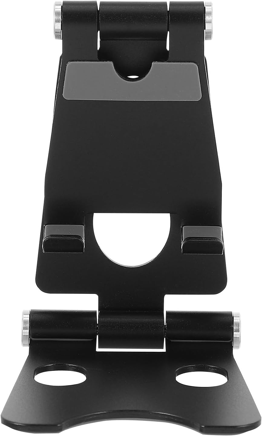 Foldable Aluminum Alloy Phone Rack and Tablet Holder Portable Mini Desktop Phone Stand for Office and Travel, Black