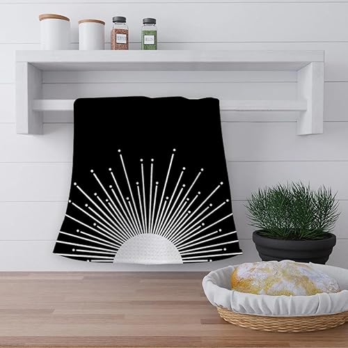 Miniatura 10 de OHSUL Toallas de cocina abstractas de estilo bohemio, amanecer, sol, sol, olas del océano, altamente absorbentes, paños de cocina, toallas de