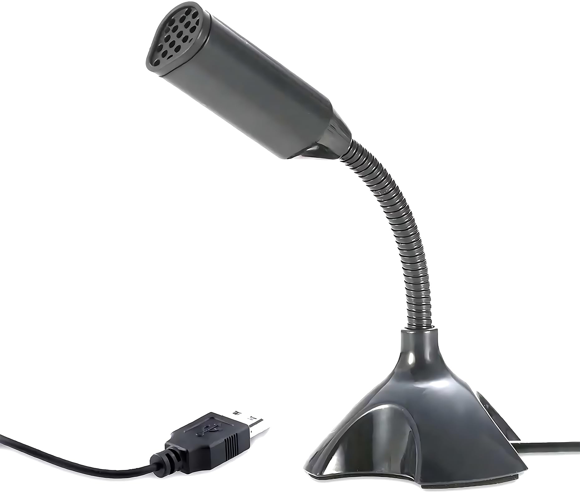USB Desktop Computer Microfono Regolabile Supporto Voice Chat per Conferenza Desktop Notebook PC Laptop Mini Microfono con Supporto Regolabile (Nero)
