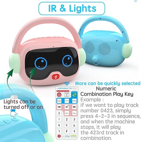 Miniatura 6 de LeiHui Reproductor de audio para niños, juguete de aprendizaje educativo temprano con música, canto de cuentos a la hora de dormir, regalo para bebé