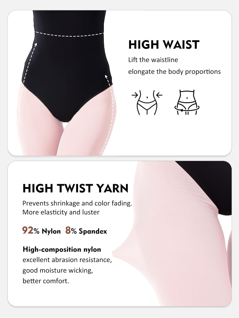 Ballet Dance Tights Girls Women Convertible Transition Ultra Soft Leggings for Toddler Kids Adult Students - Image 3