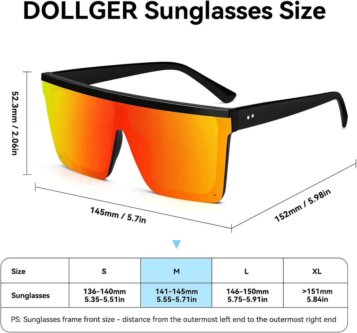 Dollger Square Oversized Sunglasses for Women Men Fashion Flat Top Big Black Frame Shades - Image 6