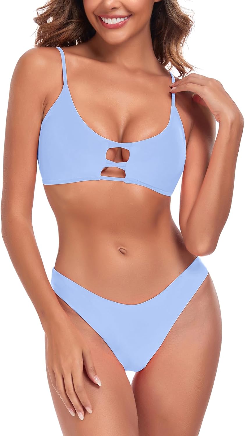 RELLECIGA Womens Bikini Lace Up Cheeky Brazilian Bikini Sets Low-Rise Swimsuits - Image 3