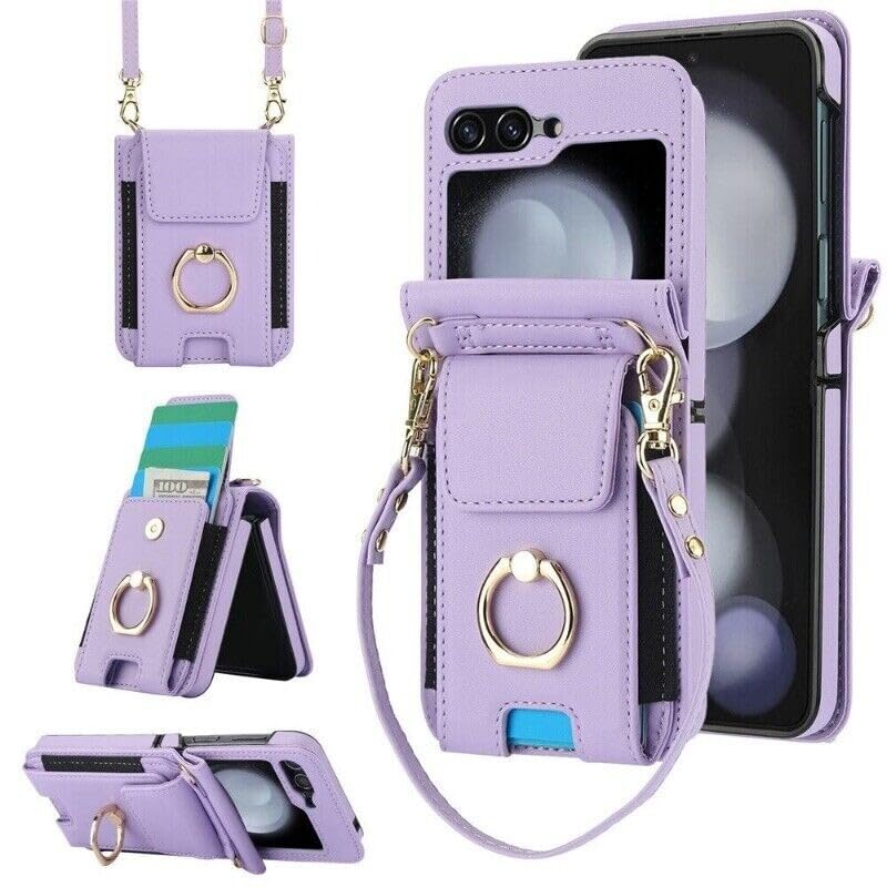 Coque portefeuille Galaxy Z Flip 6 avec fente carte et anneau