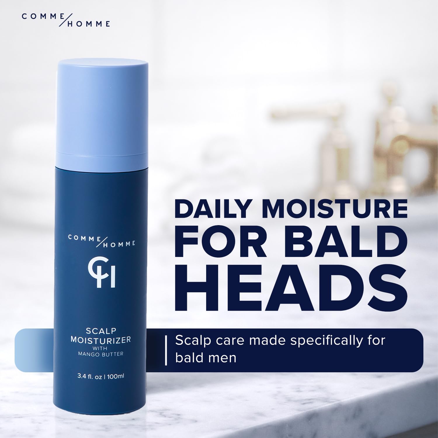 Comme Homme Scalp Moisturizer for Bald Men – Soothes & Hydrates Dry Skin, Slows Hair Regrowth – With Aloe Leaf Juice, Arrowroot Powder, Mango Butter & Capislow – Pack of 2 x 3.4 fl oz/ 100 ml
