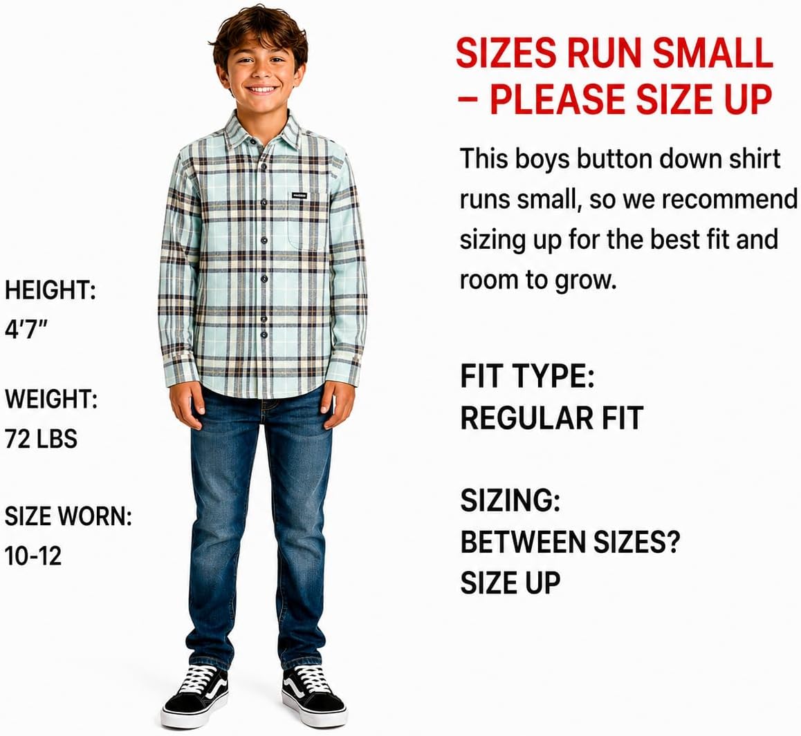 Volcom Boys Button Down Shirt - Long Sleeve Plaid Collared Shirt for Boys