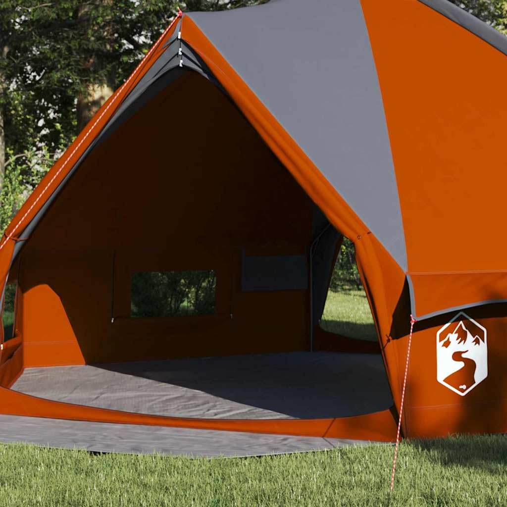 Tenda Teepee 8 persone, grigio e arancione, poliestere 185T con borsa per