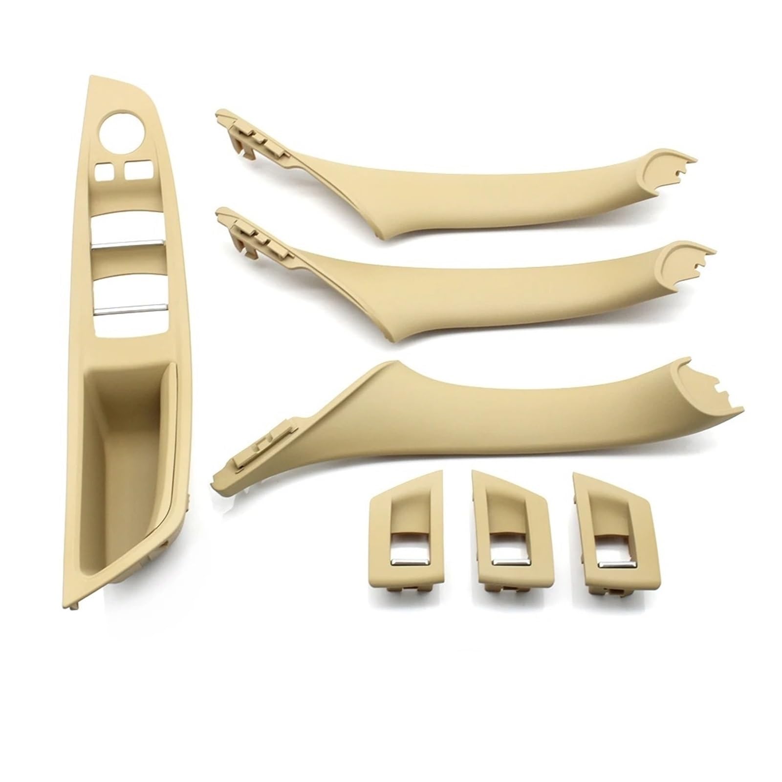 HLJNLVBN Car Interior Sticker Left Drive LHD Car Interior Door Handle Pull 7Pieces Set for BMW for 5 Series for F10 for F18 523 525 528(Model A Beige)