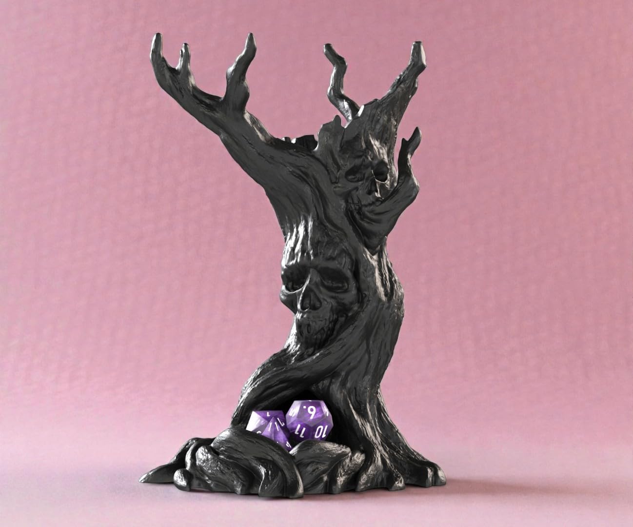 Darkwood Dice Tower for DND, Haunted Tree Skull Dice Tower with Tray, Dark Fantasy Dice Tower for Tabletop RPG Games, Dungeon Master Gift, Dungeons & Dragons Accessories (Obsidian Black)