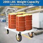 Camion-plate-forme de poids lourds, 2000 LBS Chariot à plat pliable, 43" L x 26" W x 36" H Push Cart Dolly, Camions à main avec 6" Roulettes en nylon, Large Steel Platform Dolly Carrier pour Entrepôt