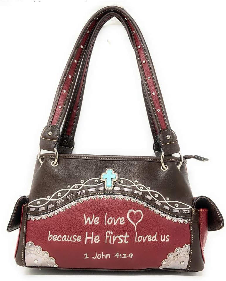 Texas West Scripture Bible Verse Rhinestone Cross Handbag Wallet in 4 colors