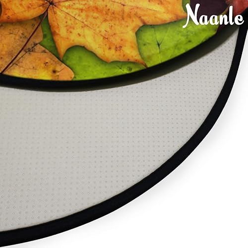 Miniatura 3 de Naanle Alfombra redonda de Acción de Gracias, antifatiga, hojas de otoño de arce, antideslizante, absorbente, cómoda, alfombra redonda