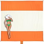 WEKAPO Beach Blanket - Sandproof Waterproof Extra Large Beach Mat | Oversized Sand-Free Lightweight Quick-Drying | Beach Essentials for Vacations with Stakes & Corner Pockets (Orange, 9x10 FT)
