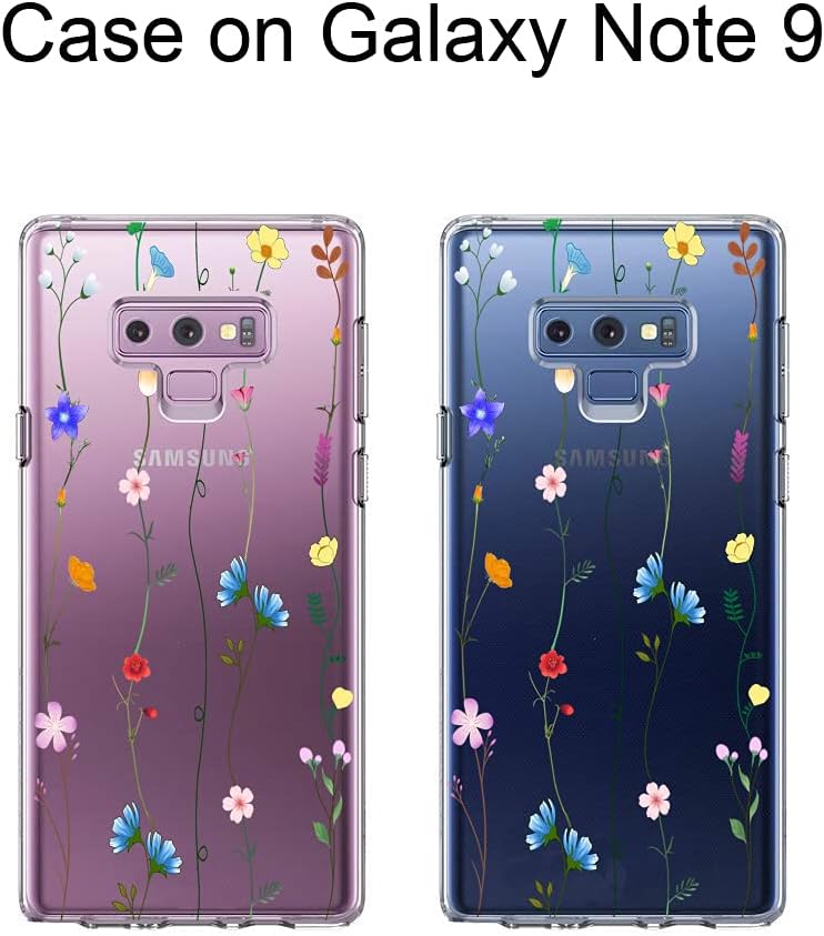 Unov Galaxy Note 9 Case, Clear with Design Soft TPU Shock Absorption Slim Embossed Floral Pattern Protective Back Cover for Samsung Galaxy Note 9(Floral Art)