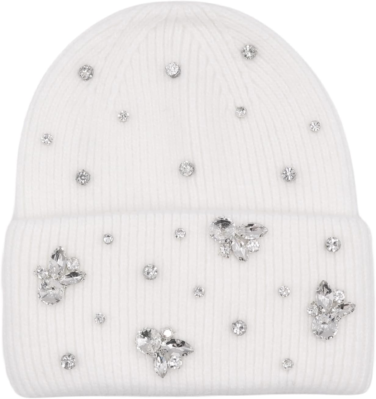 BOLLEY JOSS Womens Winter Beanies Sparkle Crystal Rhinestone Cuffed Knitted Beanie Hats - Image 3