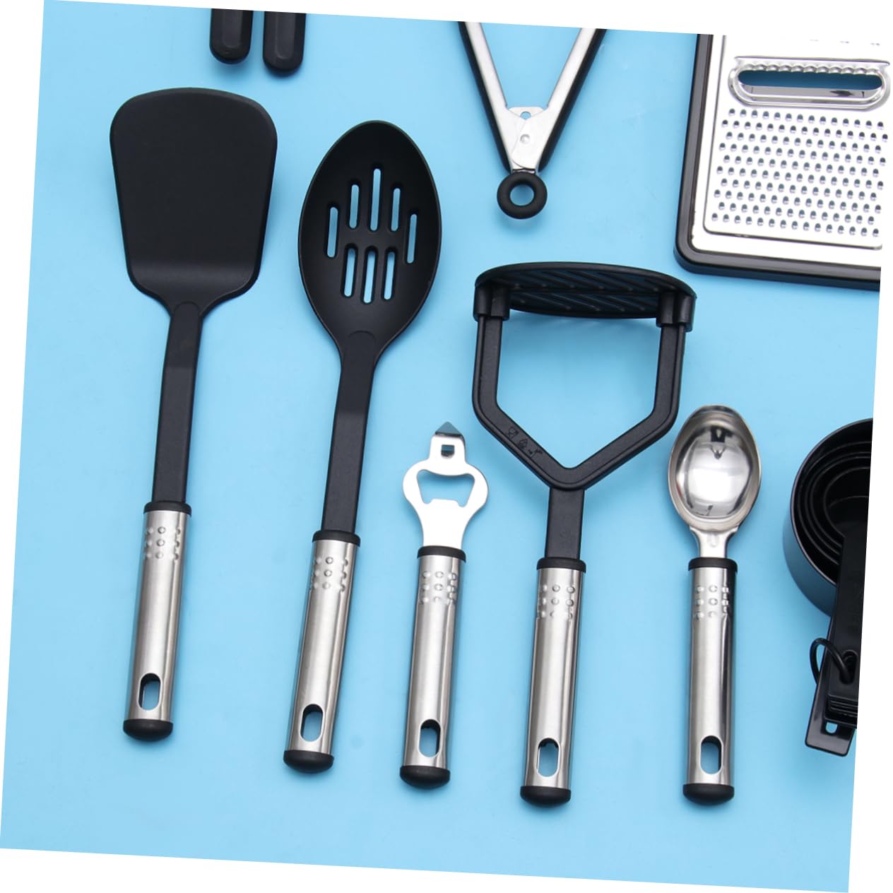 Set Utensili da Cucina Antiaderente 24 Pezzi in Acciaio Inox