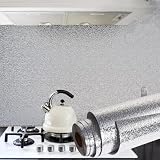 DULEIXUFHEE Kitchen Backsplash Wallpaper Water Oil Proof Peel and Stick 15.7'X197' Silver Contact Paper Self Adhesive Aluminum Foil Wall Paper Shelf Sticker Heat Resistant for Countertop Cabinet