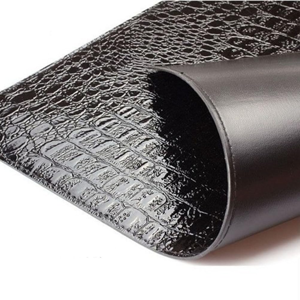 Kunstleder Tischsets in Kroko Optik Leder Platzsets Waschbare Premium Tischsetsabwischbar Pflegeleicht Leder Krokoprint,Schwarz,Set of 8
