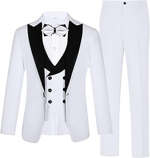 Boys Suits Slim Fit 5 Piece Toddler Tuxedo Suit Set for Teen Boy Formal Dress Clothes Peaked Lapel Kids Wedding Outfit