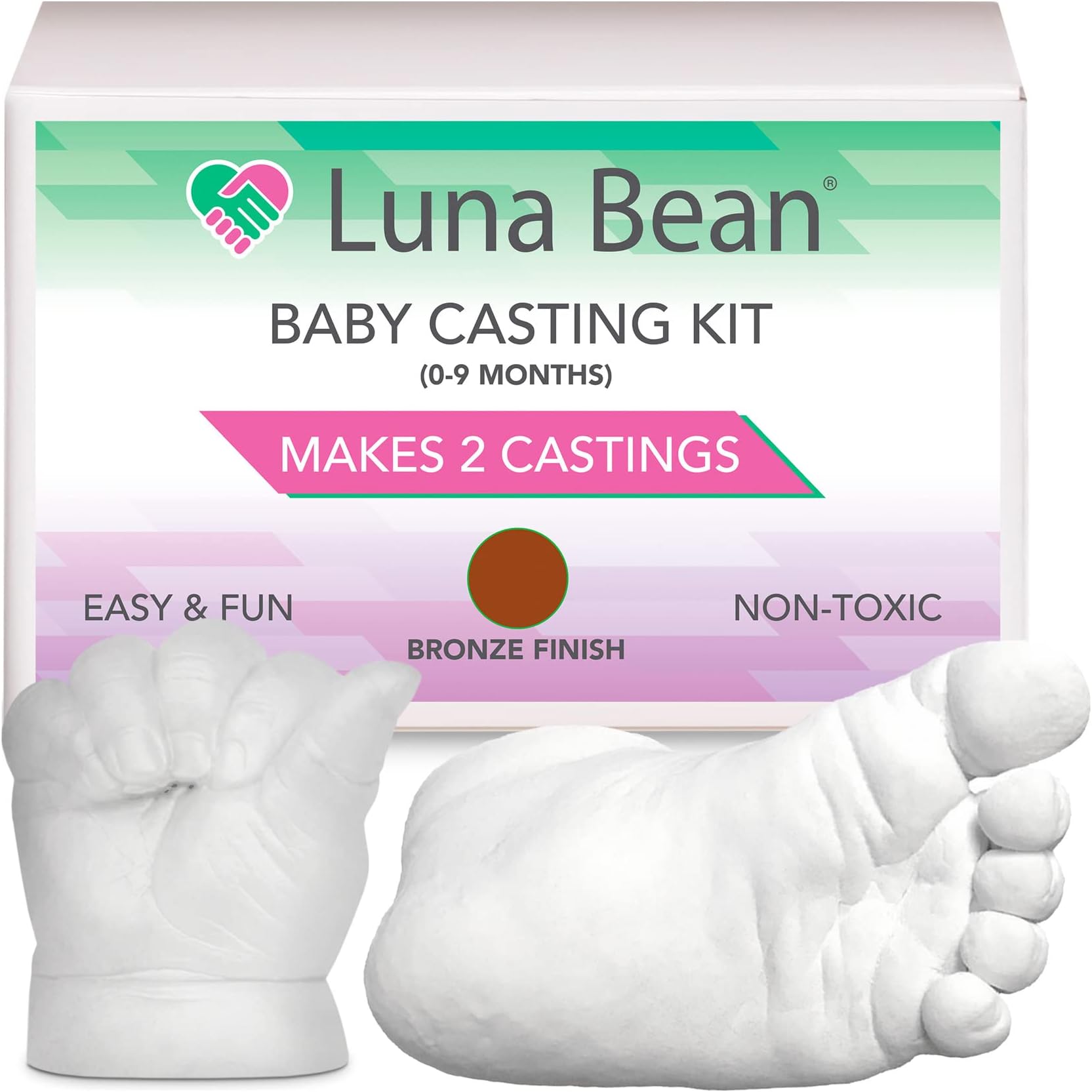 Luna Bean Infant Plaster Statue Casting Keepsake Kit - Cast Baby Hand & Foot (Bronze)