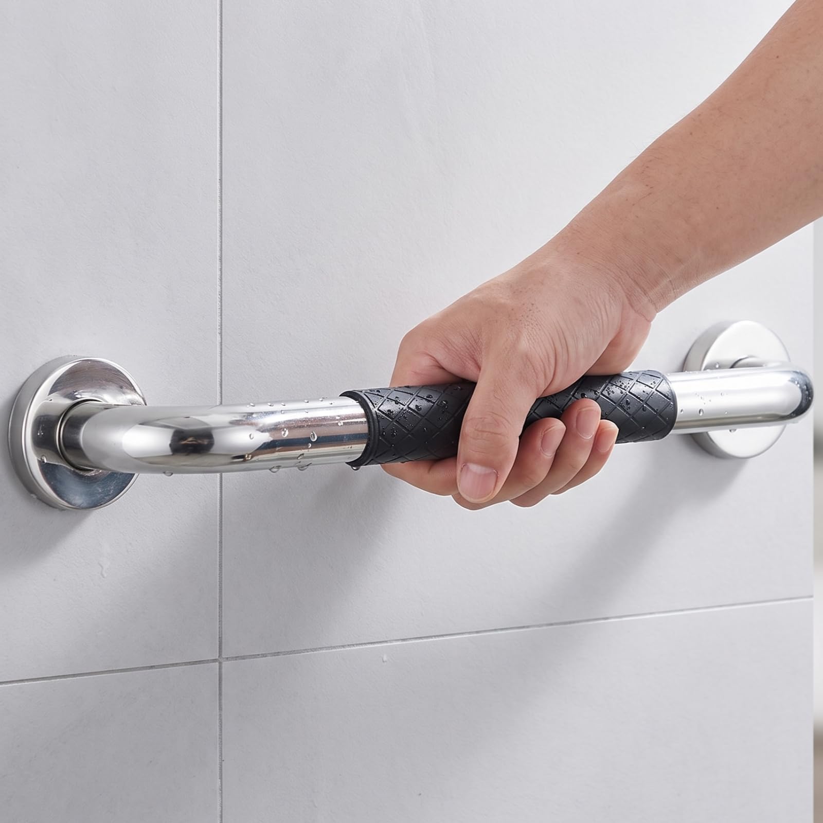 Maniglione Di, Acciaio Inossidabile 304, Impugnatura Diritta Con Rivestimento Nero, Pezzo Singolo, 60 Cm