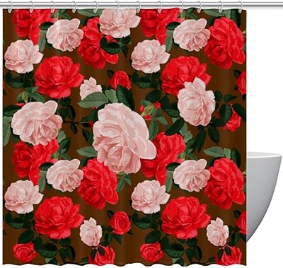 Amazon Royallove シャワーカーテン 150 180cm ポインセチア 花 お風呂 浴室カーテン バスカーテン バス用品 目隠し用 薄手 ポリエステル シャワーカーテン ホーム キッチン オンライン通販