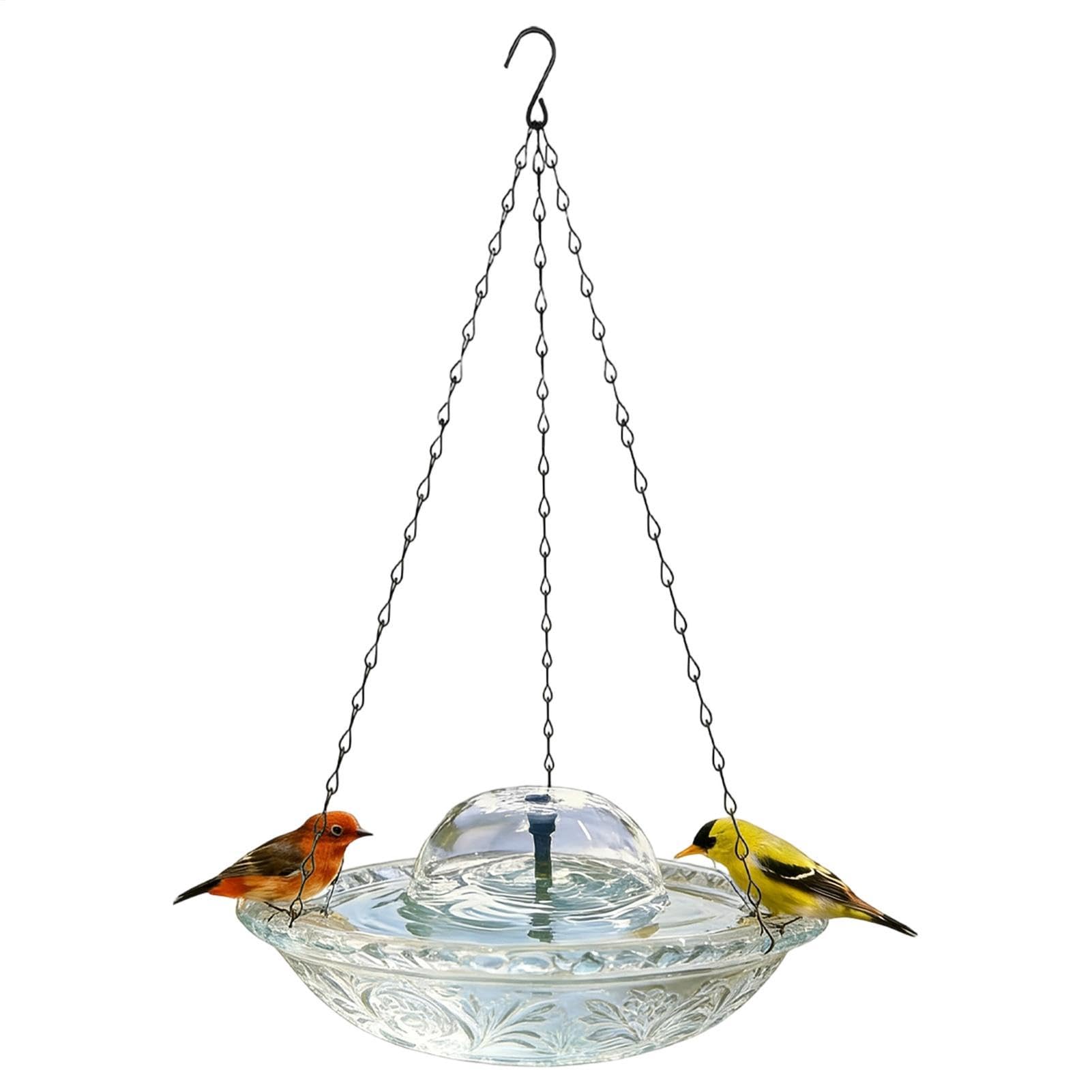 Bain d'oiseaux transparent en cascade pour décoration de jardin