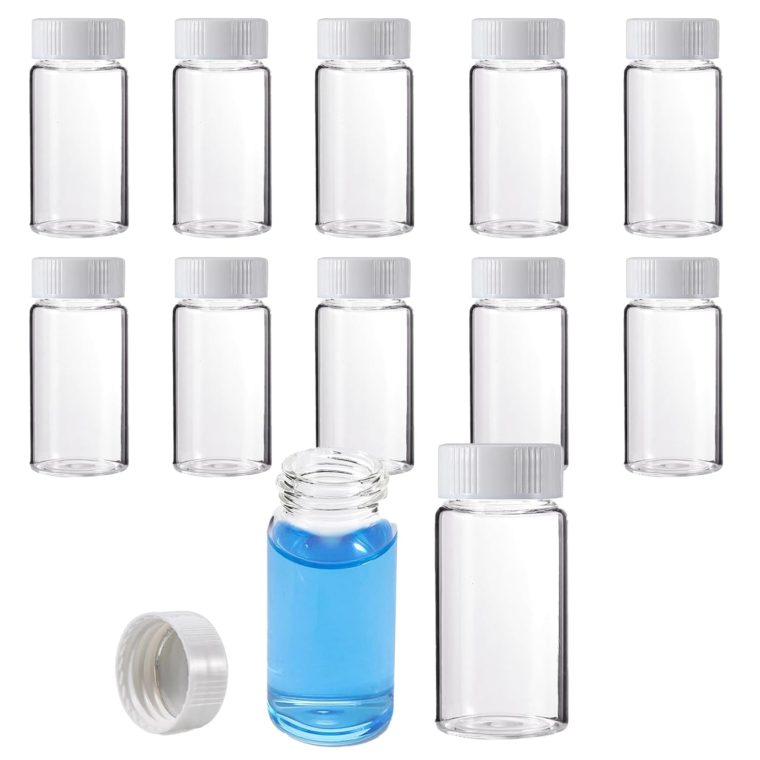 20ml Scintillation Vial, Borosilicate Glass Liquid Scintillation Counting Vials, 22-400 White Screw Cap, Polypropylene Caps and Silver Aluminum Foil Liner(Pack of 500)