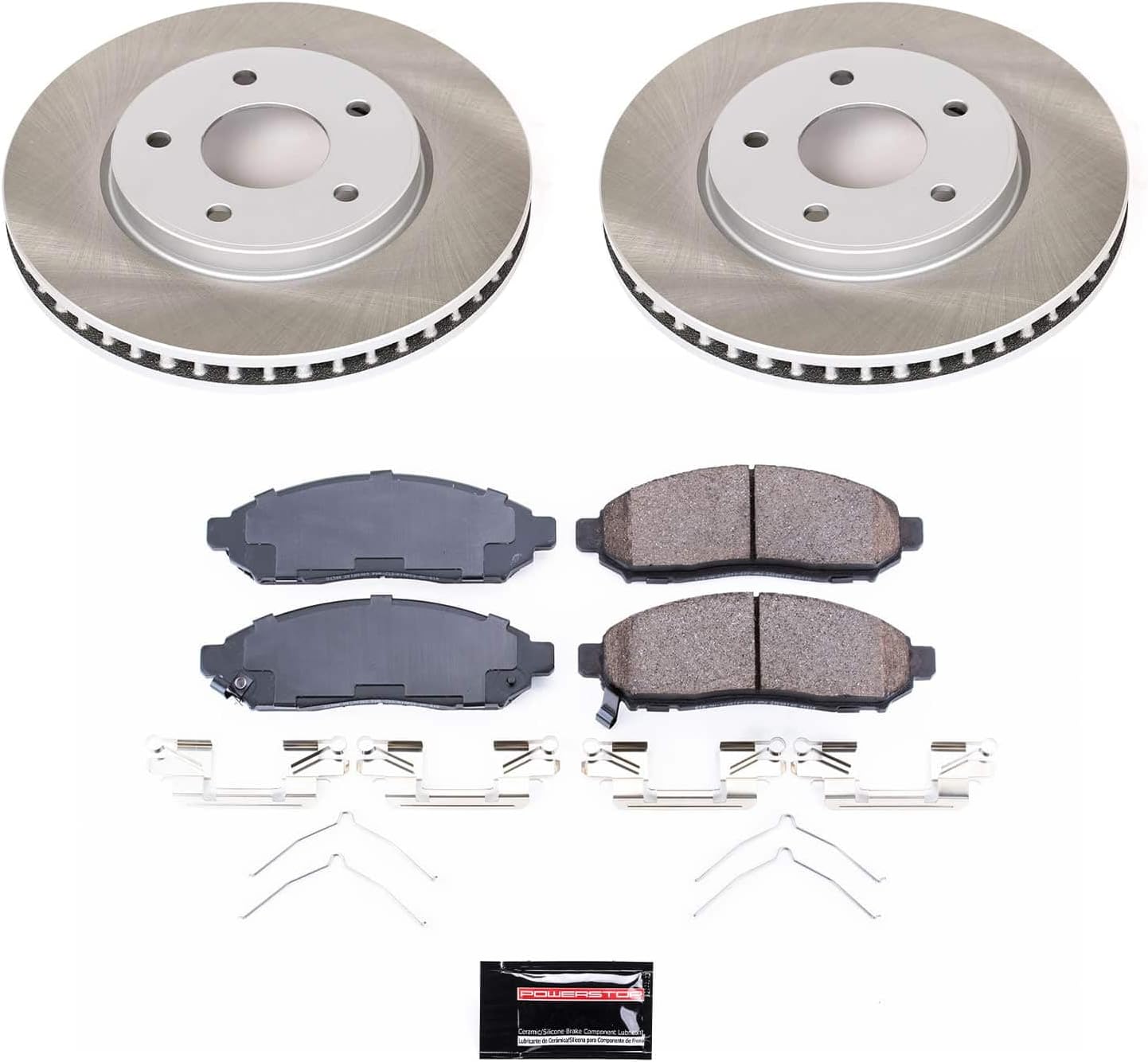 PowerStop Front Brake Kit For Chevrolet City Express 2015-18 |Nissan LEAF 2011-14 |NV200 2013-21 - Ceramic Brake Pads + Semi Coated Rotors Replacement, SC6492